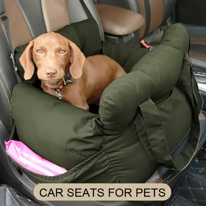 Dog Car Seat with Safety Belt – Non-Slip Washable Travel Carrier for Small Dogs