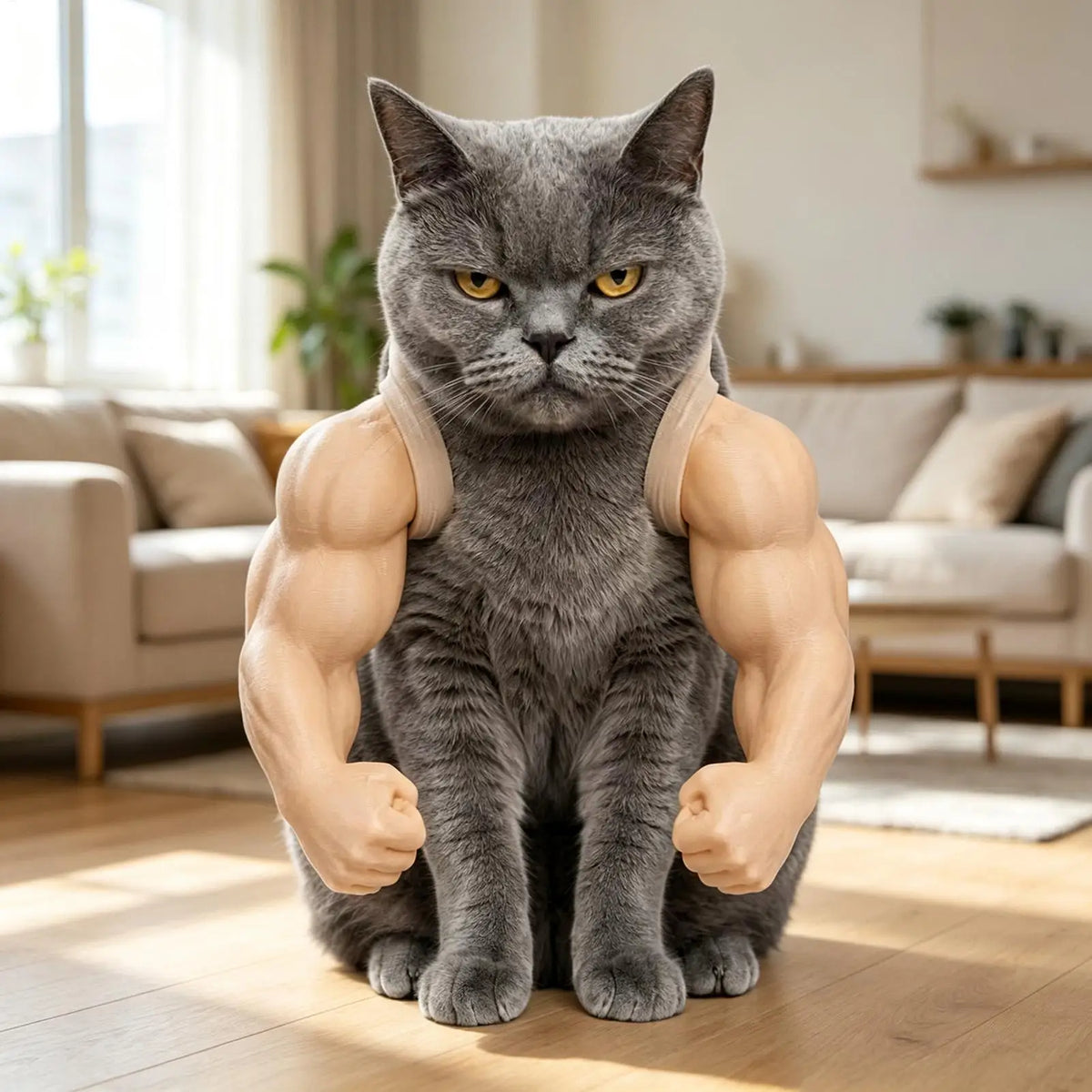 Funny Cat Muscle Arms Costume Prop