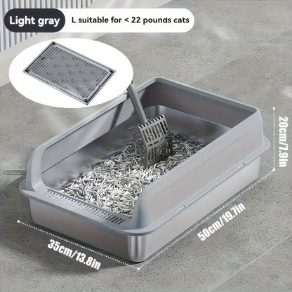 KEMORELA Stainless Steel Cat Litter Box with Lid | Enclosed High-Sided