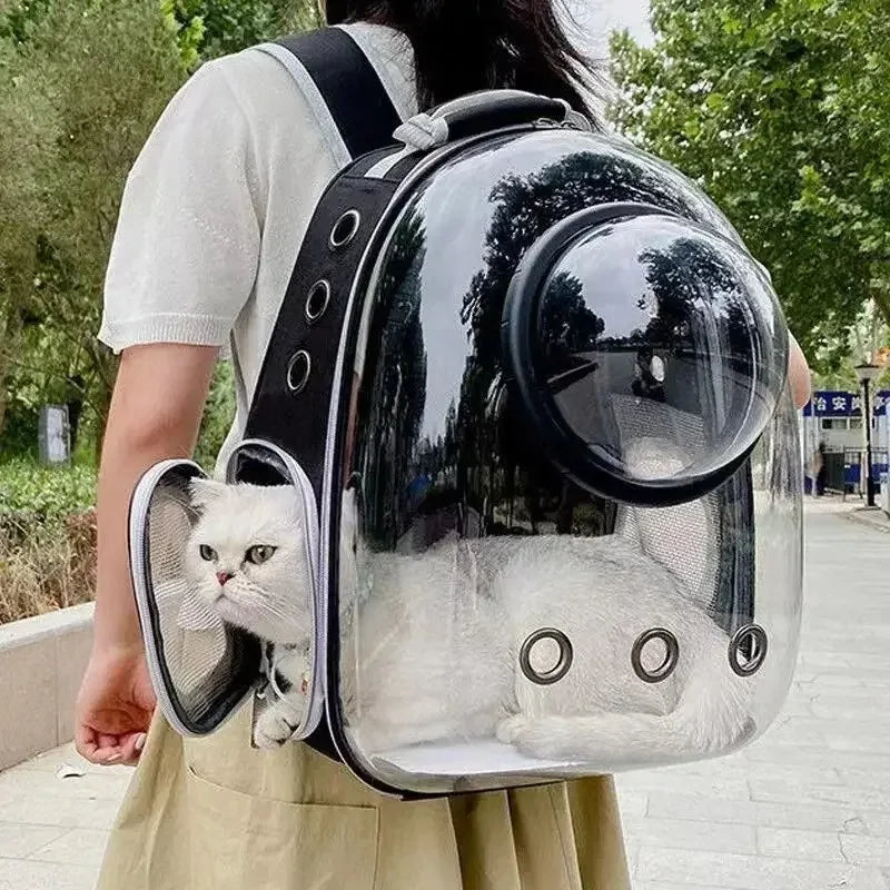 Space Capsule Pet Backpack | Transparent Breathable Carrier for Cats &amp; Small Dogs