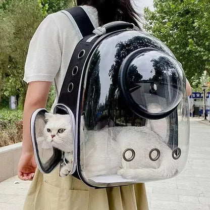 Space Capsule Pet Backpack | Transparent Breathable Carrier for Cats &amp; Small Dogs