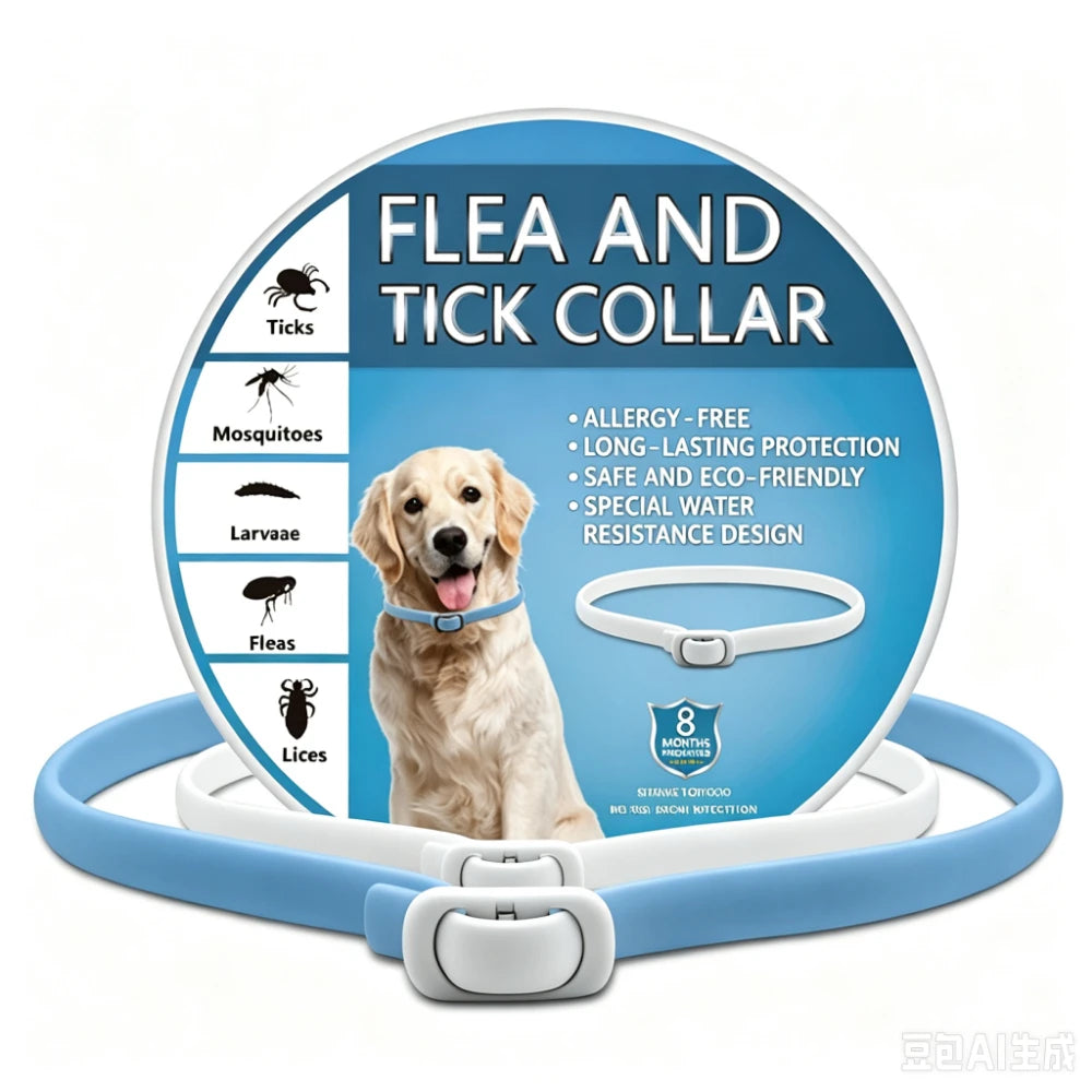 Pet Flea Collar Flea Tick Lice Collar Dog Cat Parasite Collar 8 Month Long Lasting Adjustable Pet Collar Eco Friendly Anti Flea