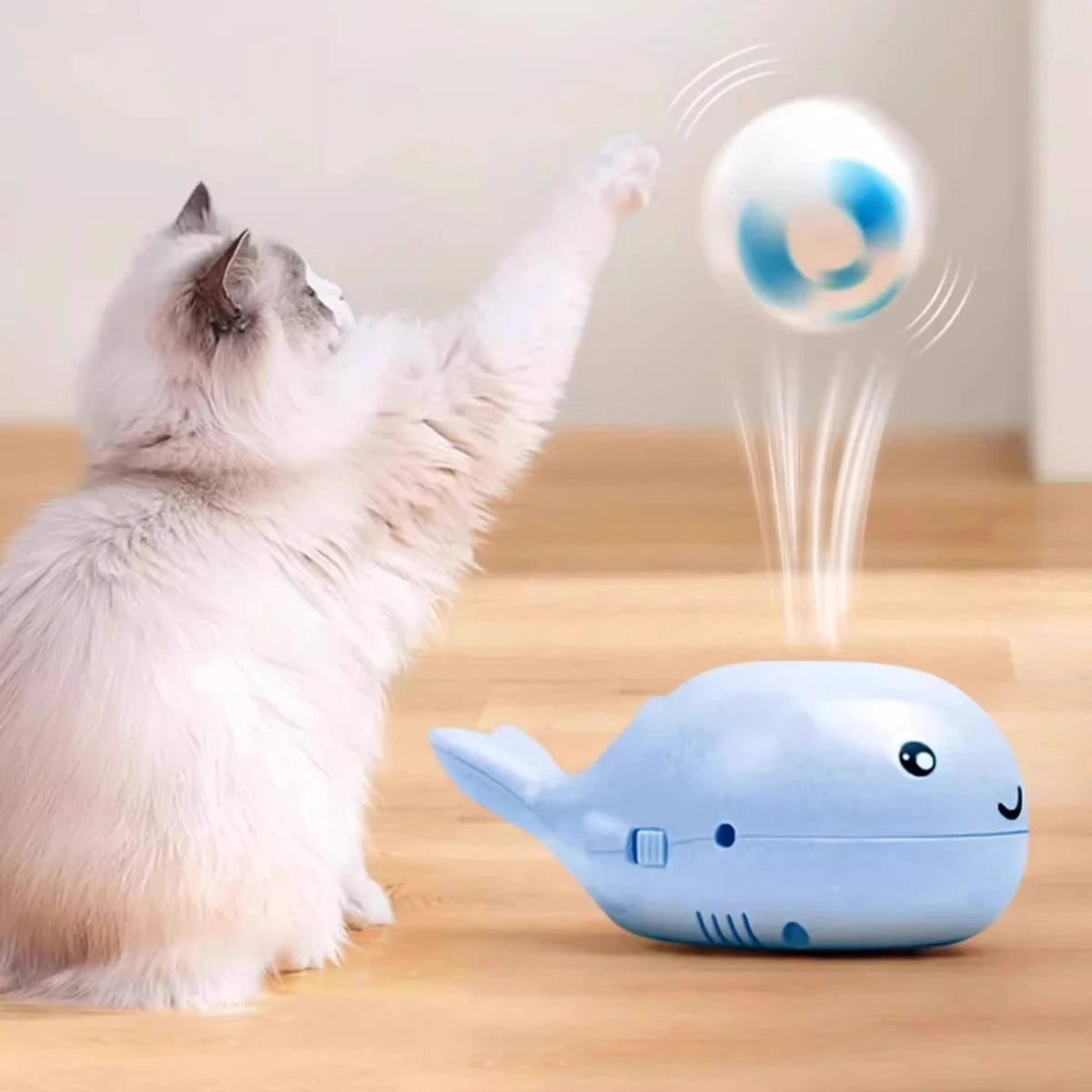 Whale-Shaped Floating Ball Cat Toy