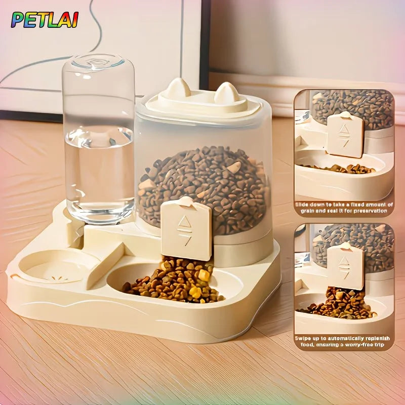 Cat Food and Water Feeder with Transparent Container