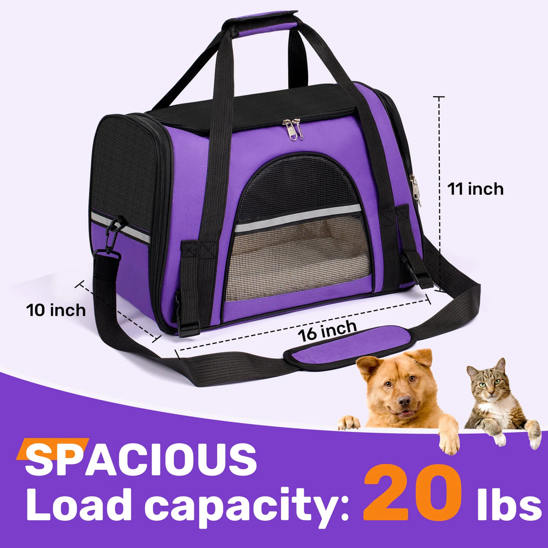 Soft-Sided Pet Carrier Bag | Airline Approved | Up to 15 lbs