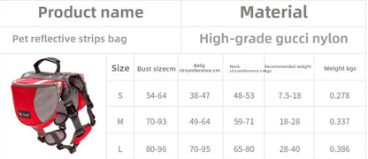 Reflective Dog Saddle Bag Harness | Adjustable Carrier for Hiking, Camping &amp; Travel