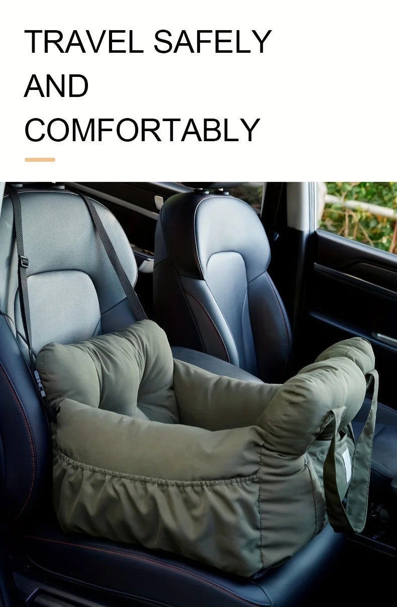 Dog Car Seat with Safety Belt – Non-Slip Washable Travel Carrier for Small Dogs