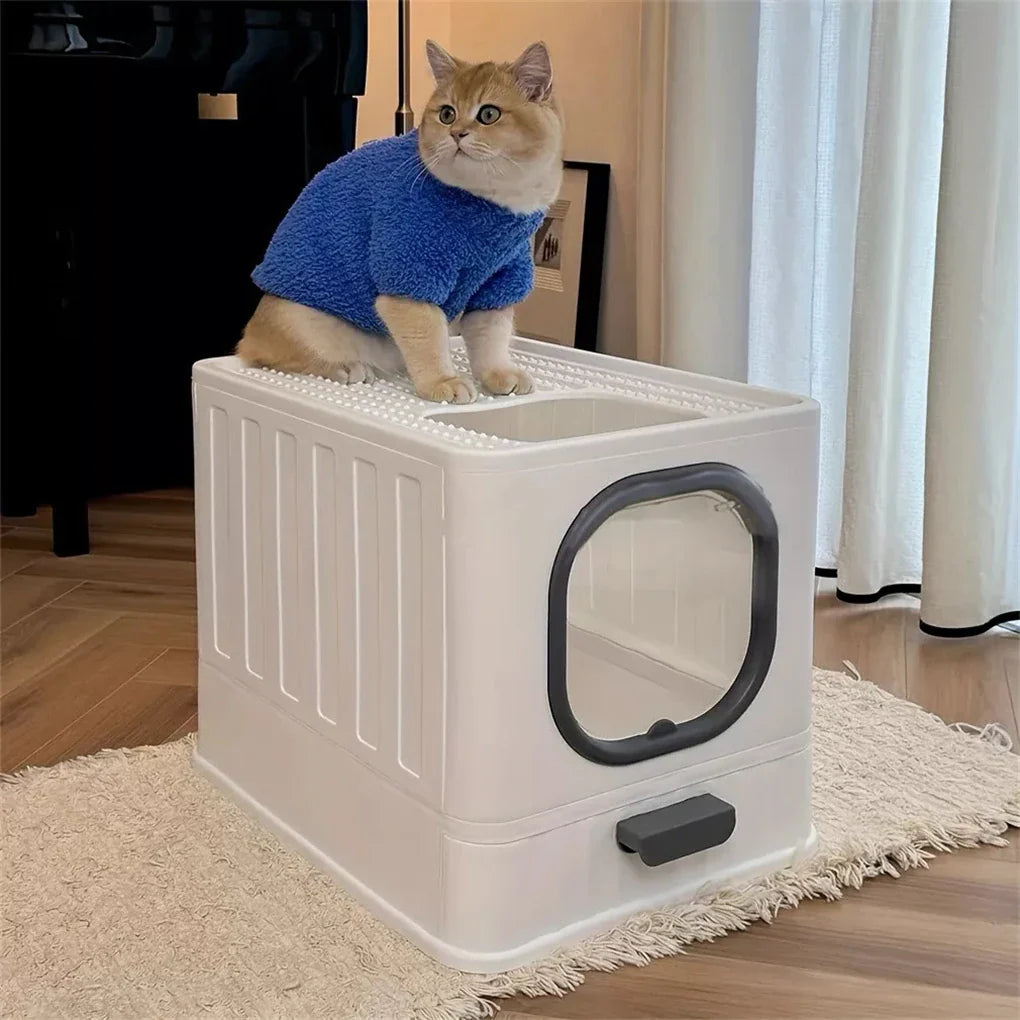 Leak-Proof Enclosed Cat Litter Box with Drawer & Scoop