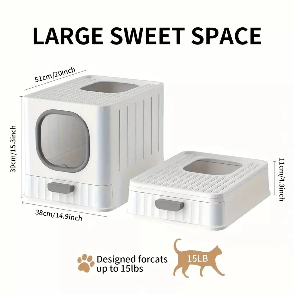 Leak-Proof Enclosed Cat Litter Box with Drawer & Scoop
