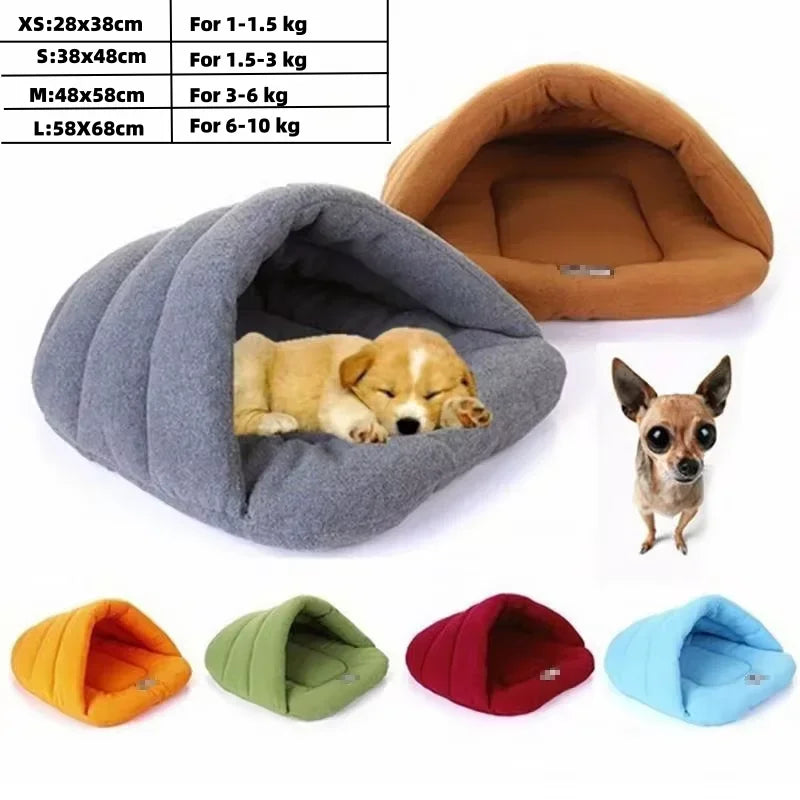 Slipper-Shaped Pet Bed Cave – Warm Cotton Sleeping Nest for Small Dogs &amp; Cats