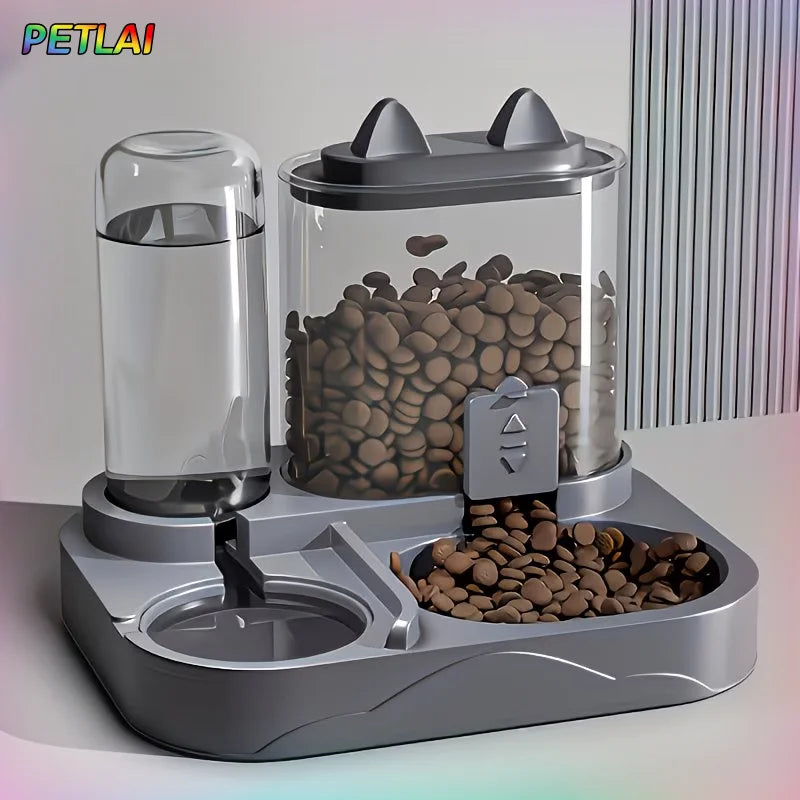 Cat Food and Water Feeder with Transparent Container