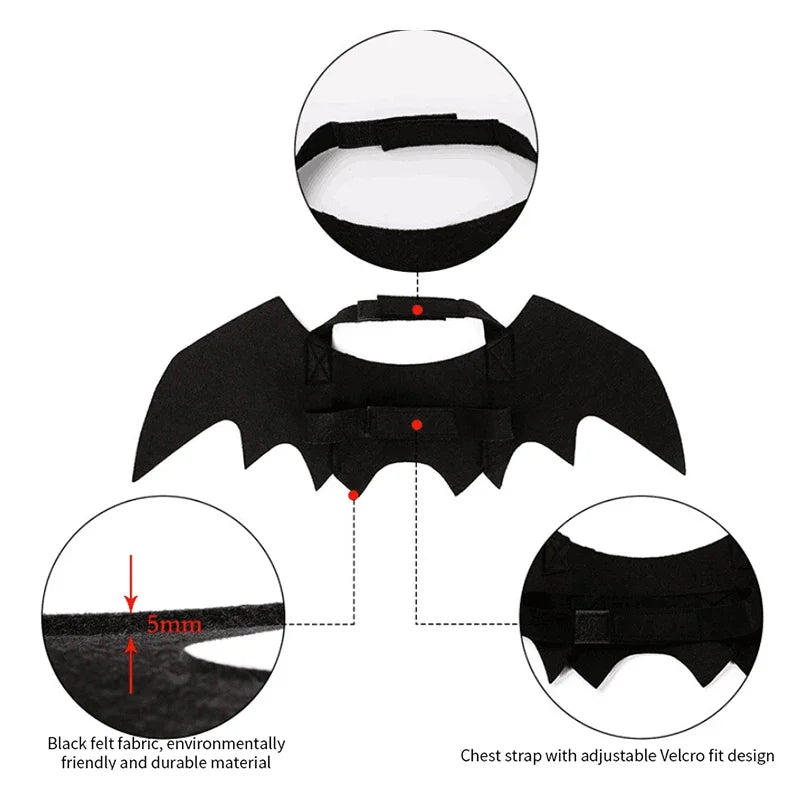 1Pc Cat Costume, Halloween Cat Costume Bat Wings Pet Costume with Pumpkin Bell, Halloween Costumes for Small Dog Puppy Kitten