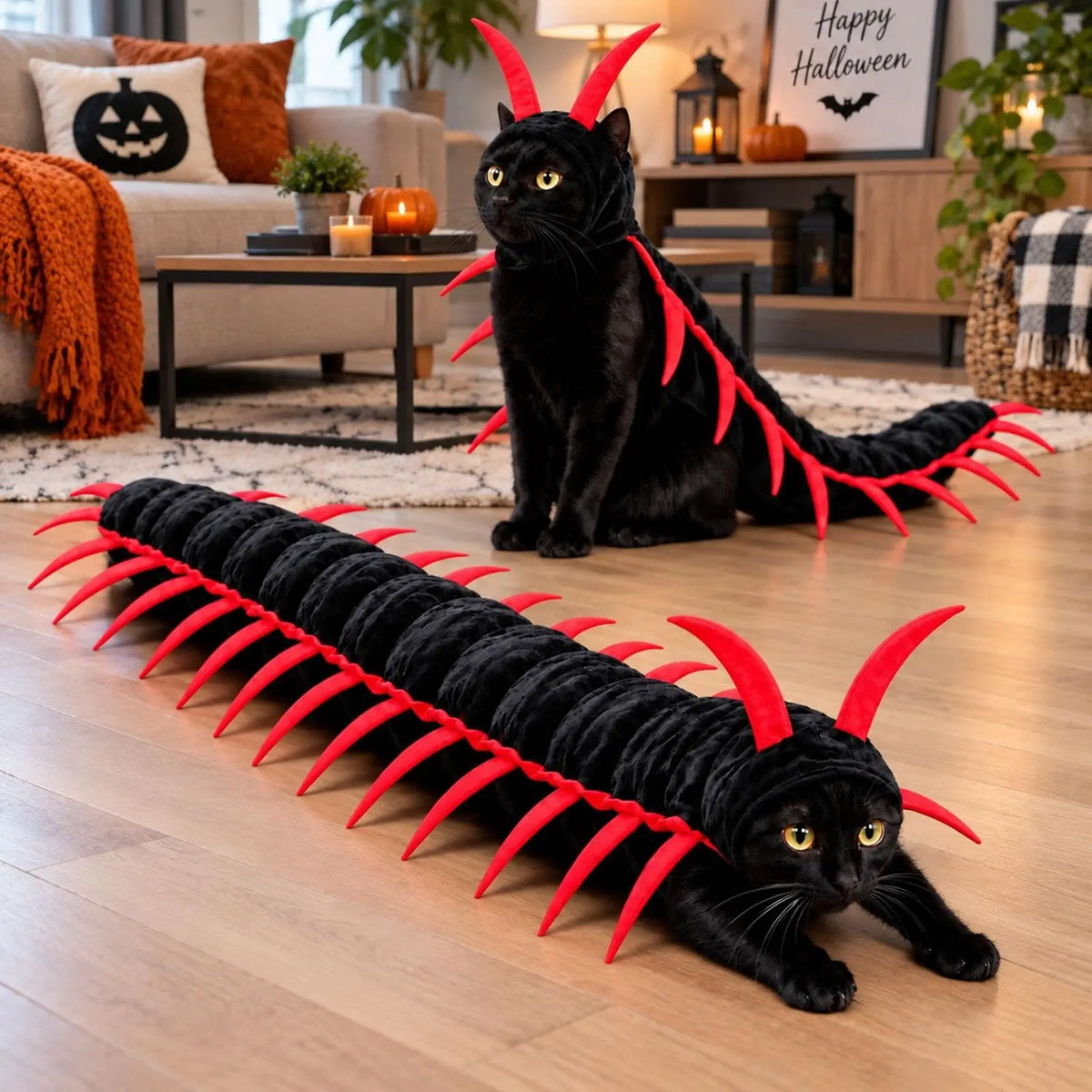 Cat Costume Centipede Outfit,Funny Pet Cosplay Costumes, Adjustable Straps for Small Medium Large Cats Outdoor Party Dress