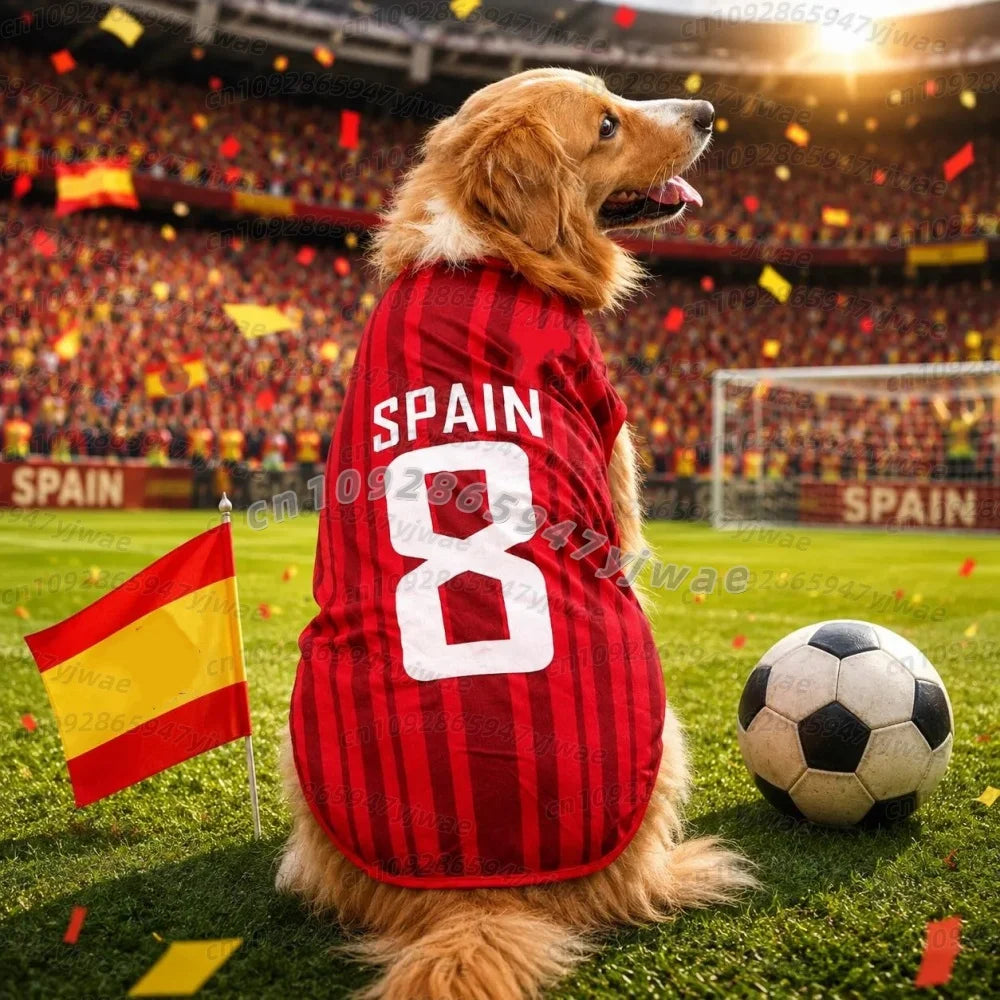 National Team Dog Soccer Jersey, Sleeveless Summer Vest for Dogs