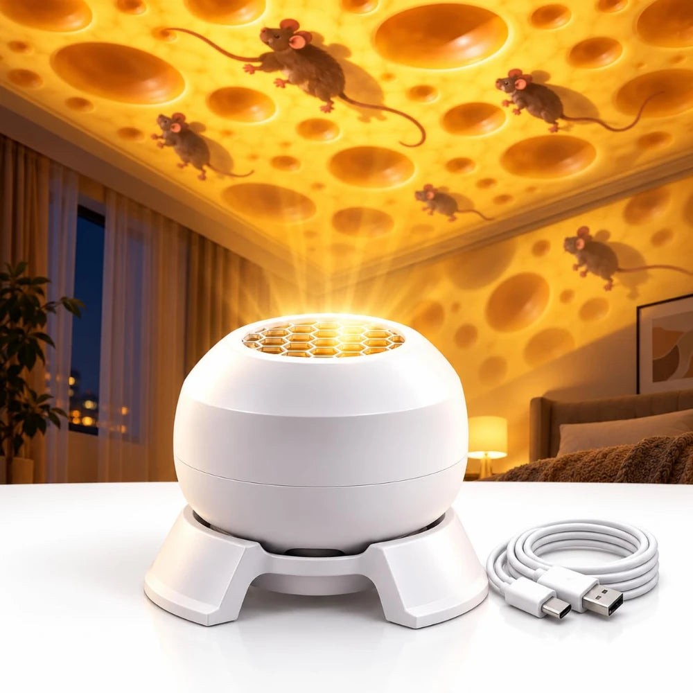 Rotating Cat Projector, 360° Moving Mouse Toy for Indoor Cats, USB Powered Interactive moving mouse projection for indoor cats