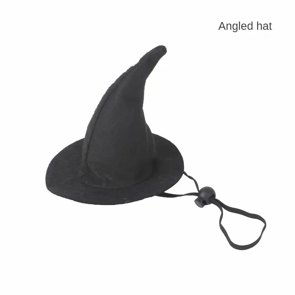 1× Halloween Pet Hat Cat Dog Witch Hat Pumpkin Wizard Costume Funny Spooky Pet Headwear Cosplay Party Accessory Adjustable Strap