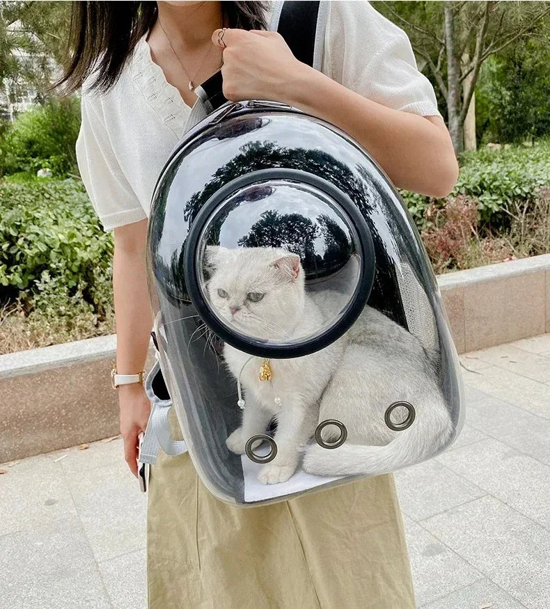 Space Capsule Pet Backpack | Transparent Breathable Carrier for Cats &amp; Small Dogs