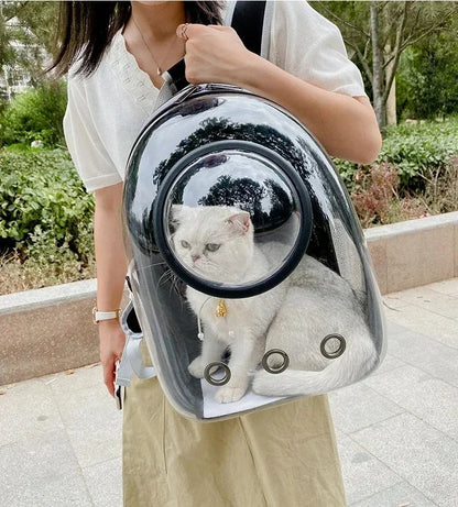 Space Capsule Pet Backpack | Transparent Breathable Carrier for Cats &amp; Small Dogs