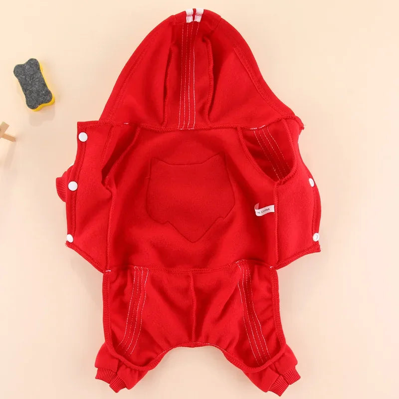 Tiger Patch Cotton Dog Hoodie Jumpsuit for Small Dogs