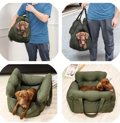 Dog Car Seat with Safety Belt – Non-Slip Washable Travel Carrier for Small Dogs