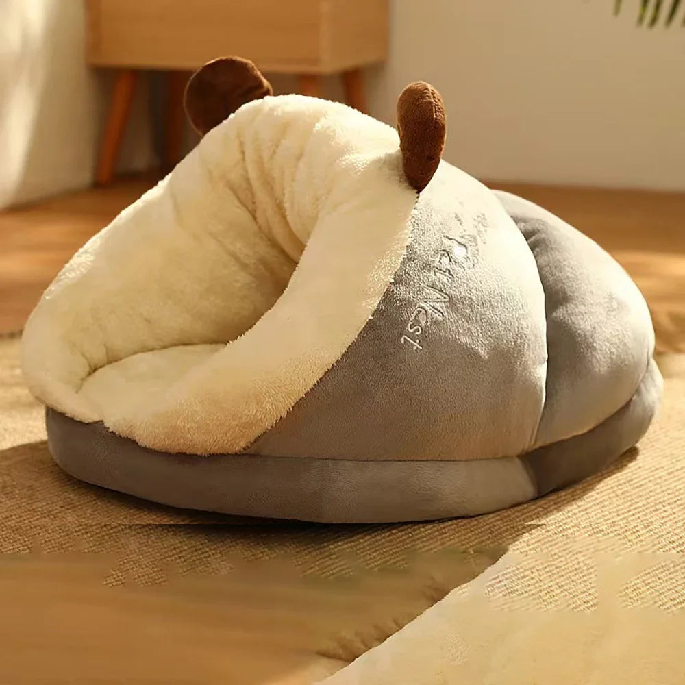 Slipper Shaped Dog Bed | Cozy Foldable Washable Pet House for Small Dogs &amp; Cats