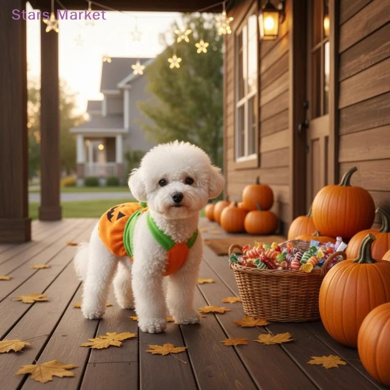 Halloween Pumpkin Pet Costume Cute Pet Dress Funny Pumpkin Outfit Clothes For Small Dogs Cats Teddy Poodle Bichon Party Clothing