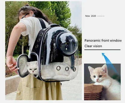 Space Capsule Pet Backpack | Transparent Breathable Carrier for Cats &amp; Small Dogs
