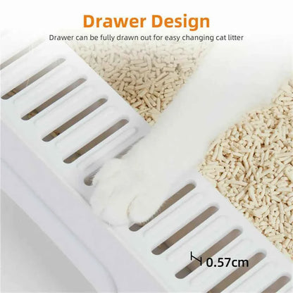 Foldable Enclosed Cat Litter Box with Sifting Tray &amp; Scoop - Top and Front Entry Kitten Toilet
