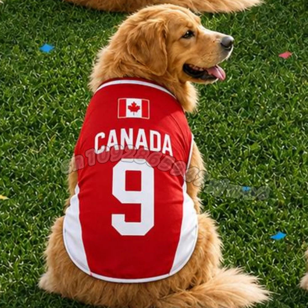 Summer Dog Clothes CANADA Brazil Germany print Basketball Clothes Puppy T-Shirt Summer Pet Cat Shirts For  soccer fans  Dogs
