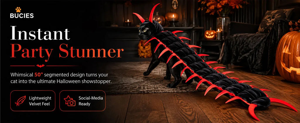 Cat Costume Centipede Outfit,Funny Pet Cosplay Costumes, Adjustable Straps for Small Medium Large Cats Outdoor Party Dress