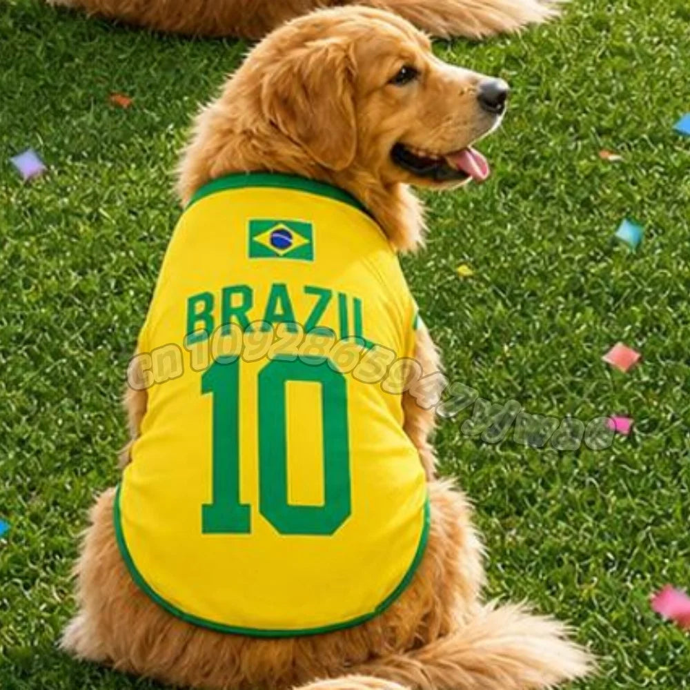 Summer Dog Clothes CANADA Brazil Germany print Basketball Clothes Puppy T-Shirt Summer Pet Cat Shirts For  soccer fans  Dogs