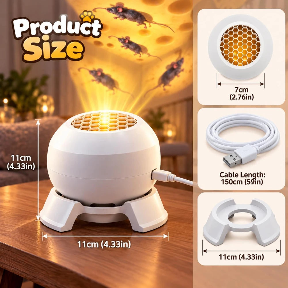 Rotating Cat Projector, 360° Moving Mouse Toy for Indoor Cats, USB Powered Interactive moving mouse projection for indoor cats