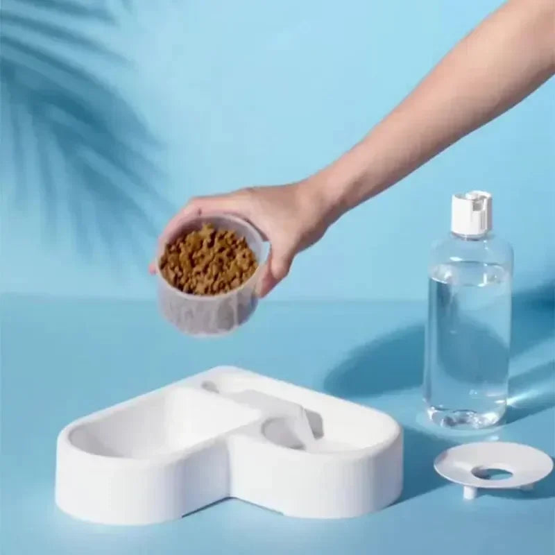 Double Bowl Pet Feeder Set