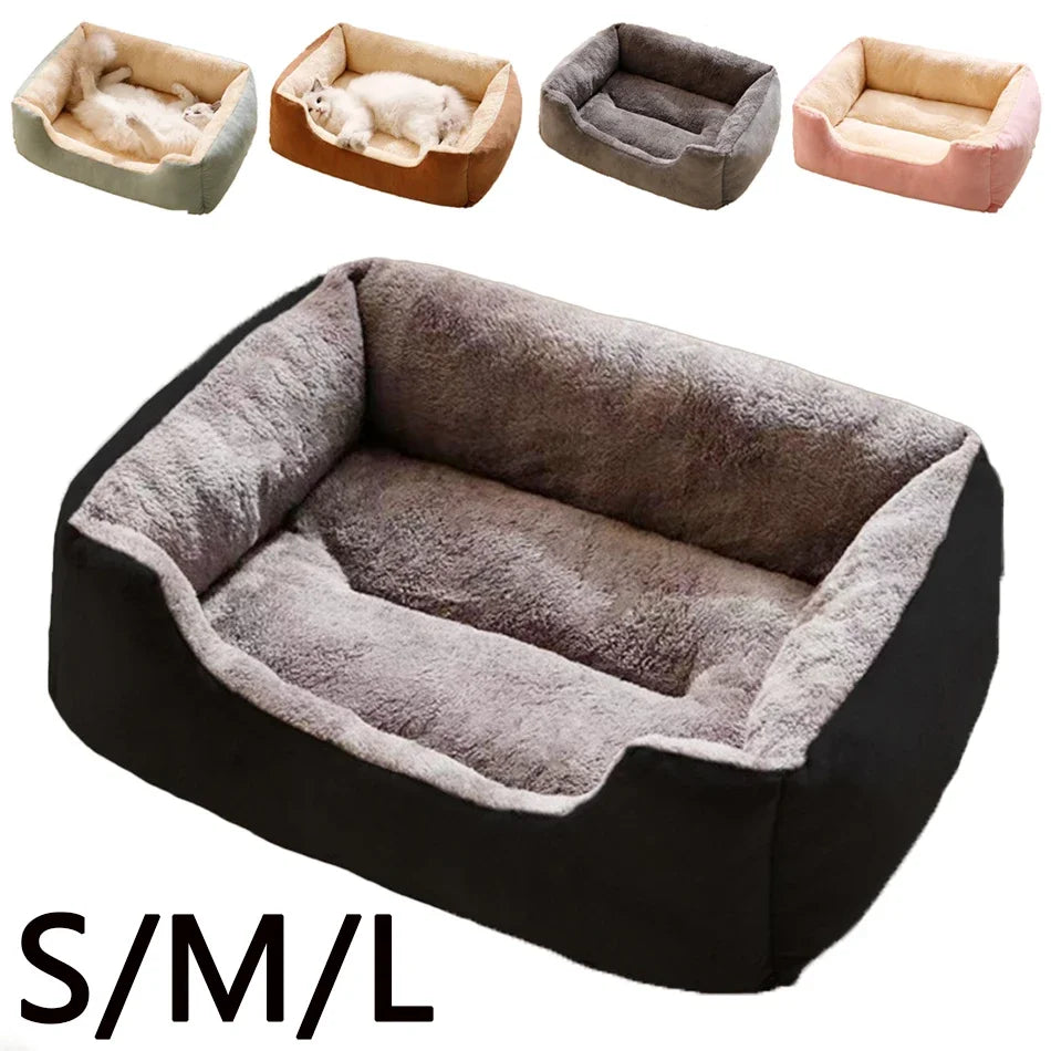 Plush Pet Cushion Bed – Soft Breathable Basket Bed for Cats &amp; Dogs (S to XXL)