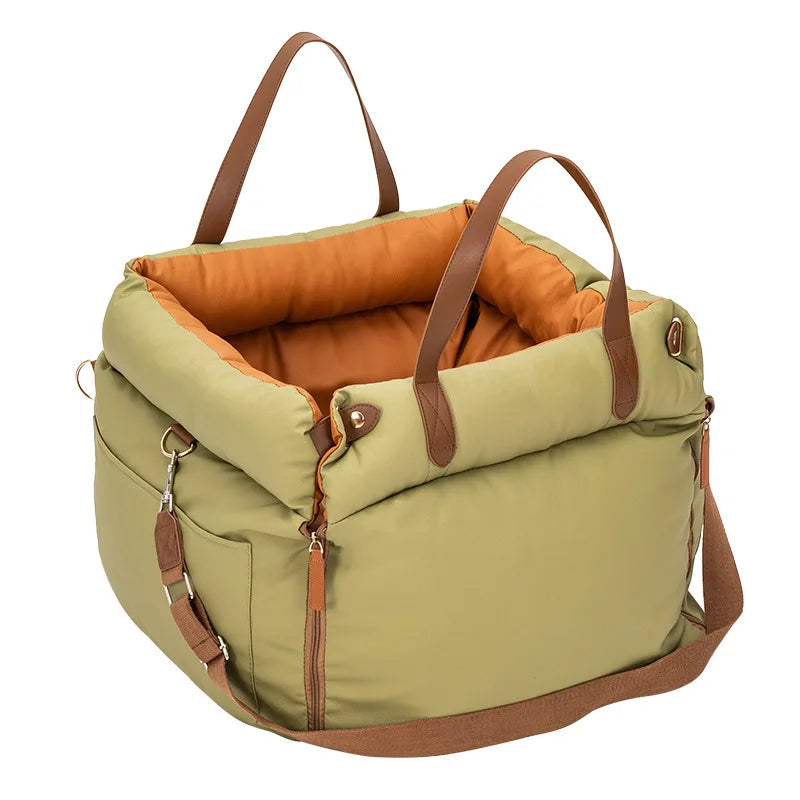 Dog Car Seat with Safety Belt – Non-Slip Washable Travel Carrier for Small Dogs