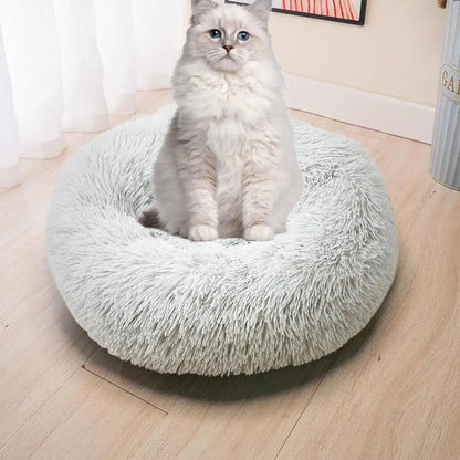 USB Heated Donut Pet Bed – Soft Plush Round Bed for Small &amp; Medium Dogs and Cats