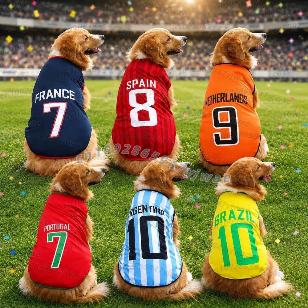 National Team Dog Soccer Jersey, Sleeveless Summer Vest for Dogs