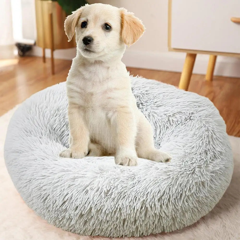 USB Heated Donut Pet Bed – Soft Plush Round Bed for Small &amp; Medium Dogs and Cats