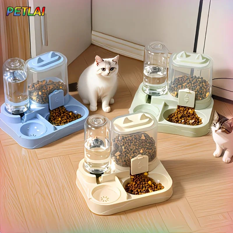 Cat Food and Water Feeder with Transparent Container