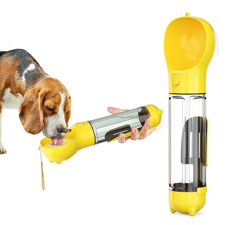 3-in-1 Portable Dog Water Bottle with Food Feeder &amp; Poop Bag Dispenser