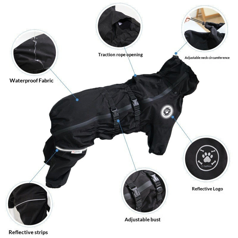 Pet Raincoat Waterproof Four-legged Dog Jacket