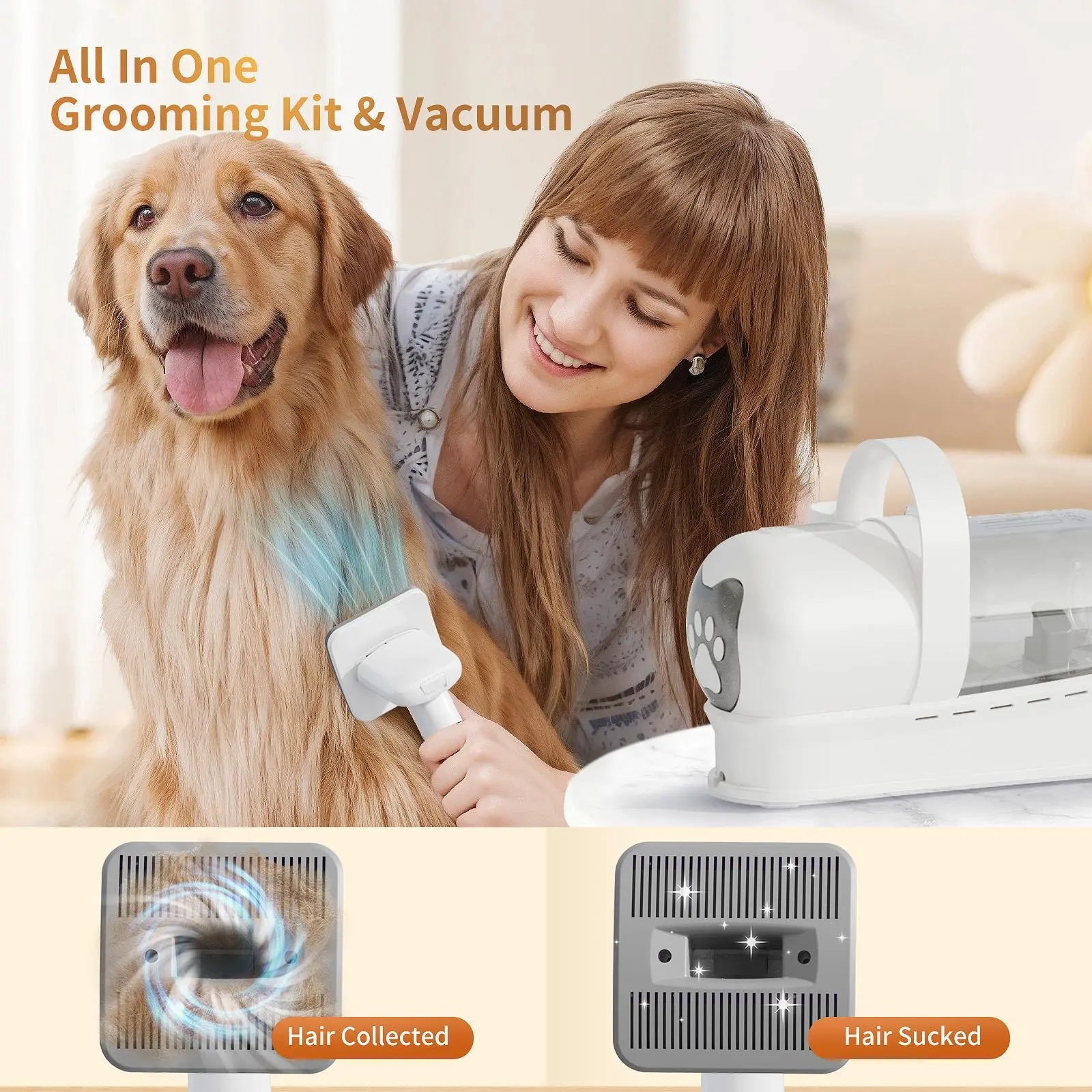 7-In-1 Grooming Shedding Tools for Dogs & Cats with Multi-Pack Attachments for Shedding Grooming and Petcare Effortless Grooming & Vacuuming 6 Precise Guidecombs Low Noise Design