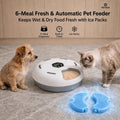 6-Meal Automatic Cat Feeder with Manual Timer, Battery Powered Timed Rotating Food Tray for Cats & Small Dogs, Wet & Dry Food Dispenser with 2 Ice Packs