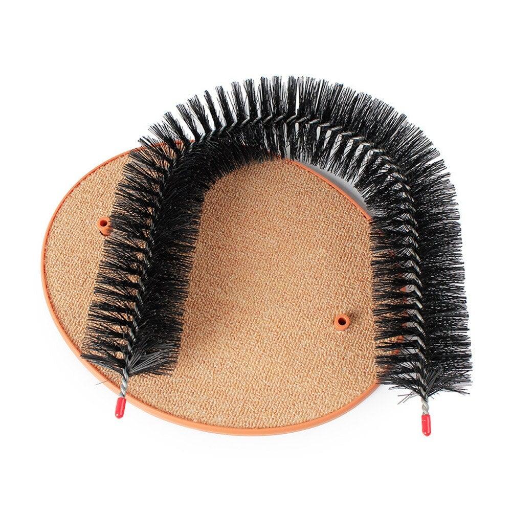 Cat Self-Grooming Arch with Scratcher Base & Catnip Holder