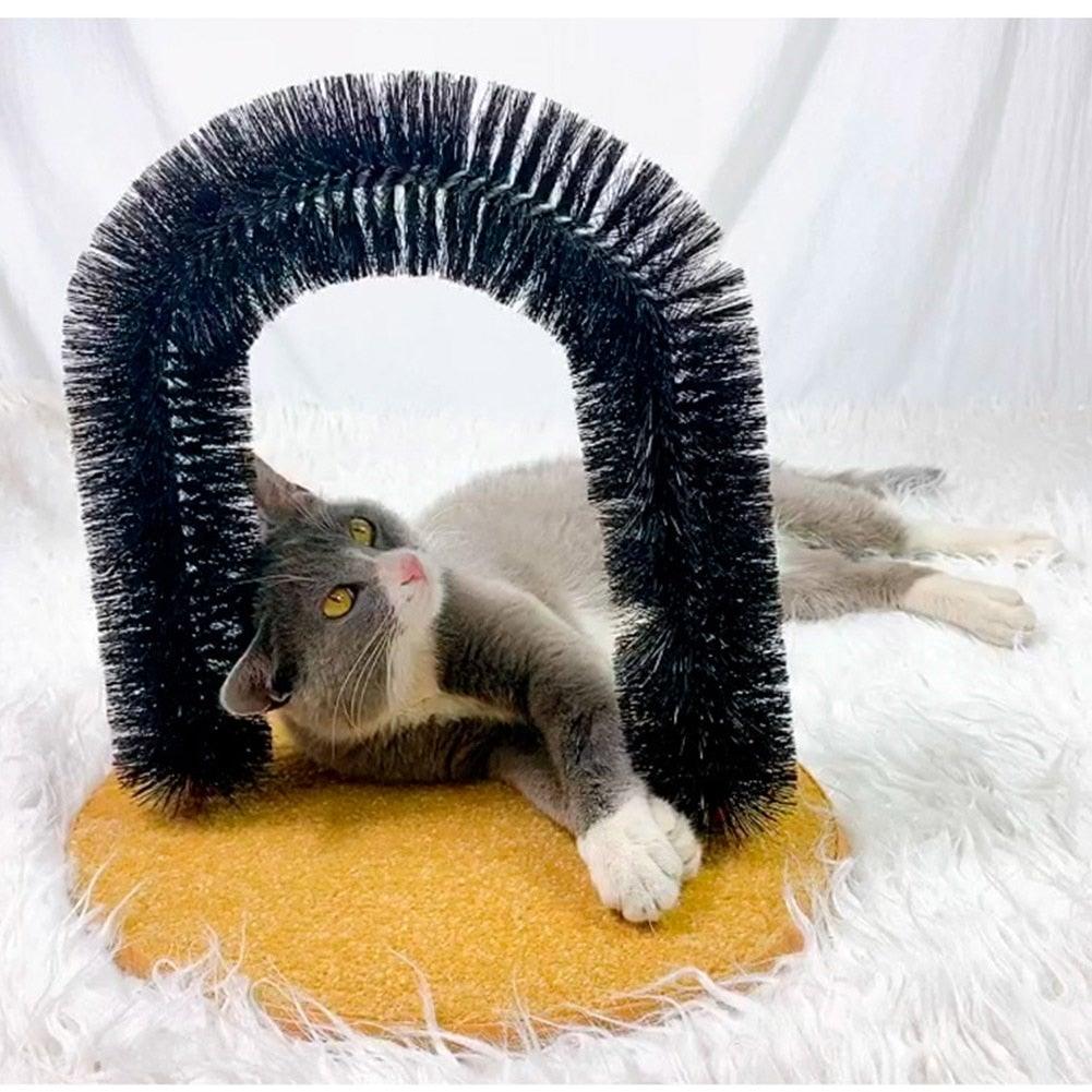 Cat Self-Grooming Arch with Scratcher Base & Catnip Holder