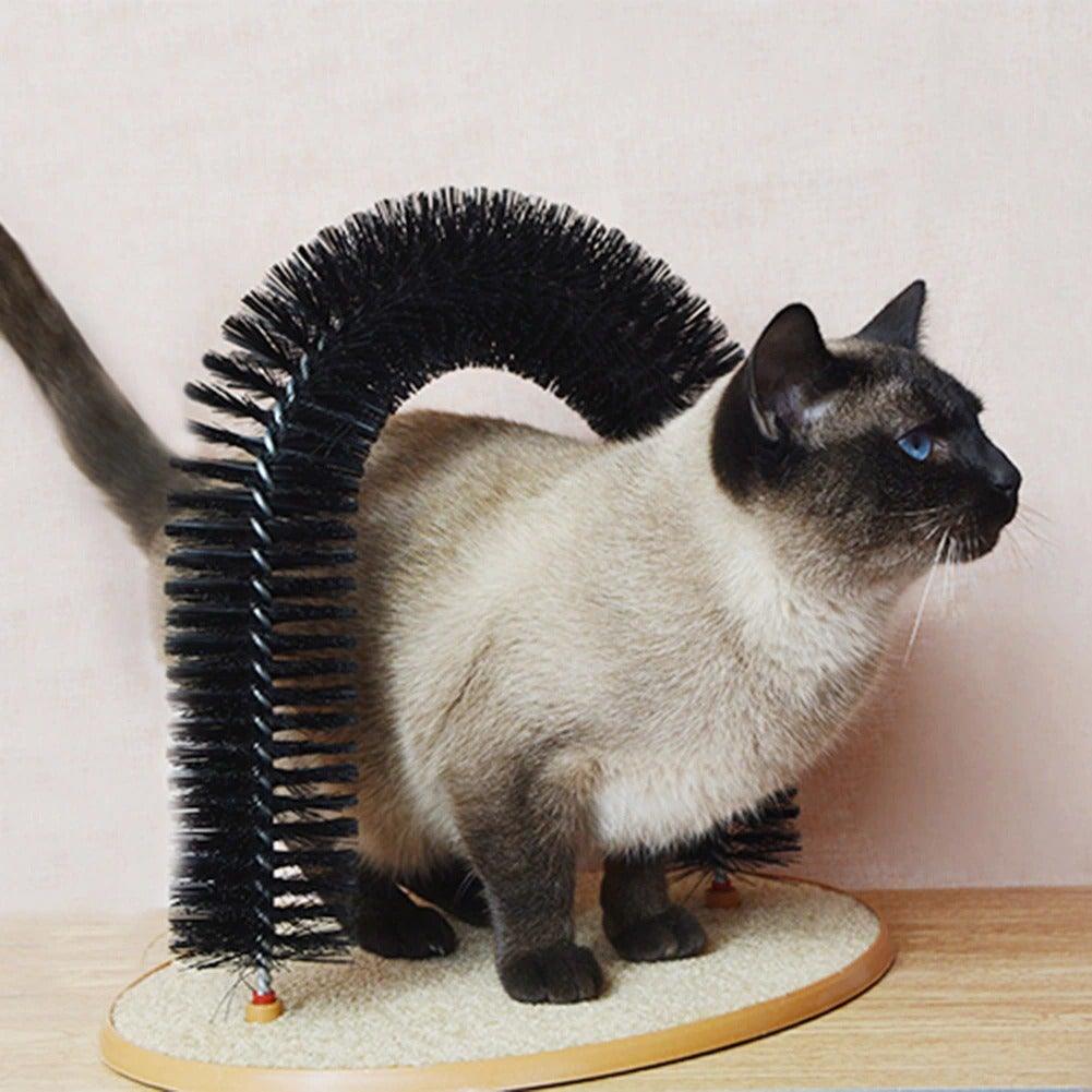 Cat Self-Grooming Arch with Scratcher Base & Catnip Holder