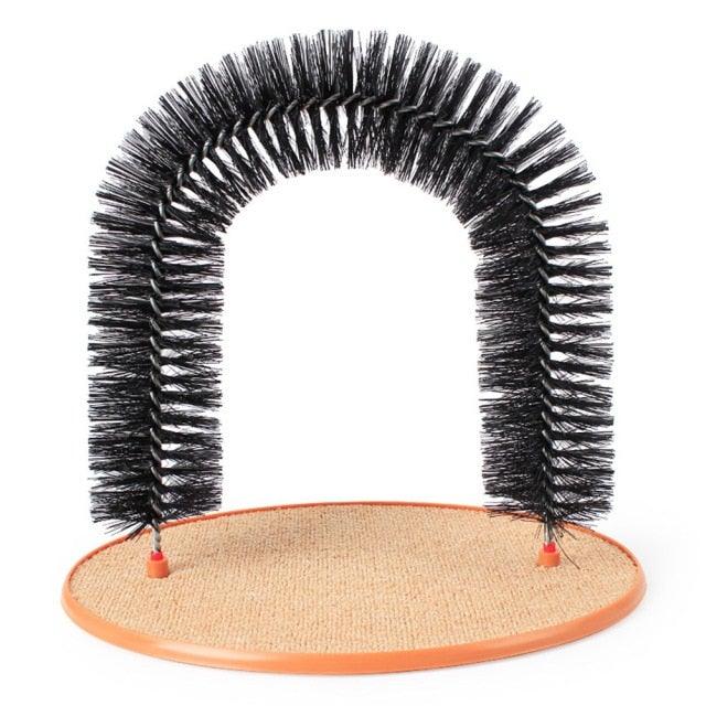 Cat Self-Grooming Arch with Scratcher Base & Catnip Holder