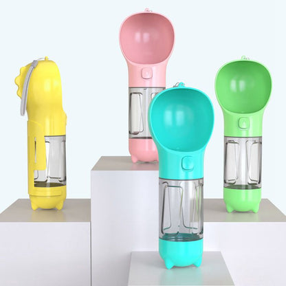 3-in-1 Portable Dog Water Bottle with Food Feeder &amp; Poop Bag Dispenser