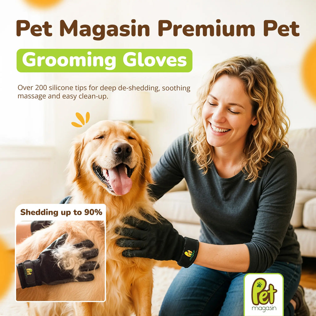 Pet Magasin Pet Grooming Gloves - Shedding & Bathing Mitts for Dogs Cats Horses & Other Animals with 260+ Silicone Tips Adjustable Velcro Straps & Ergonomic Design