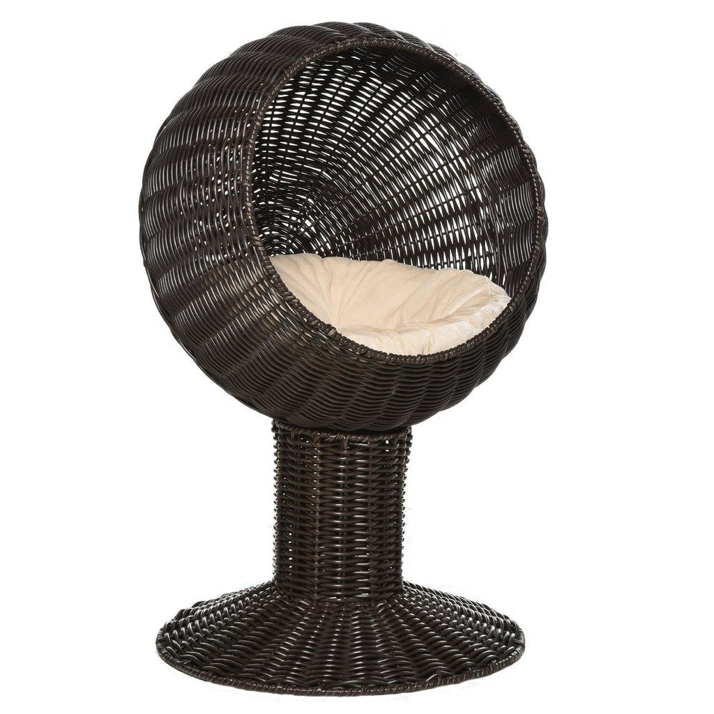 Rattan Wicker Elevated Cat Bed with Cushion